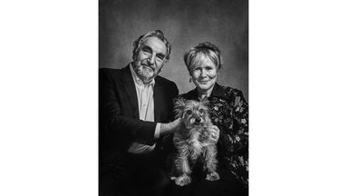  ONE USE ONLY    Jim Carter and Imelda Staunton with Molly - a rescue dog, Cairn Terrier cross  Celebrity portrait photographer Andy Gotts has created a series of stunning images of the UK's most famous faces - and their dogs.   Must Credit: Andy Gotts / Guide Dogs